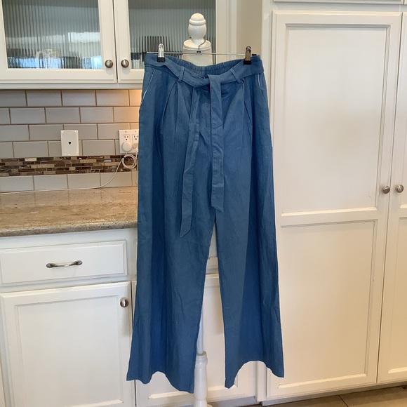 Alice Blue Wide Leg Pants Size Large Pull On Style - Picture 1 of 8